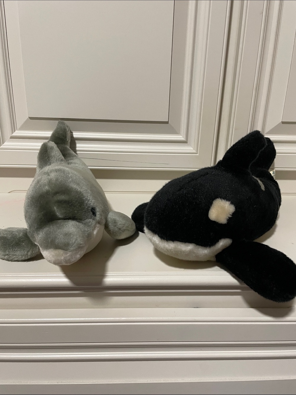 Plush Dolphin and Orca Set - Gray Dolphin & Black whale